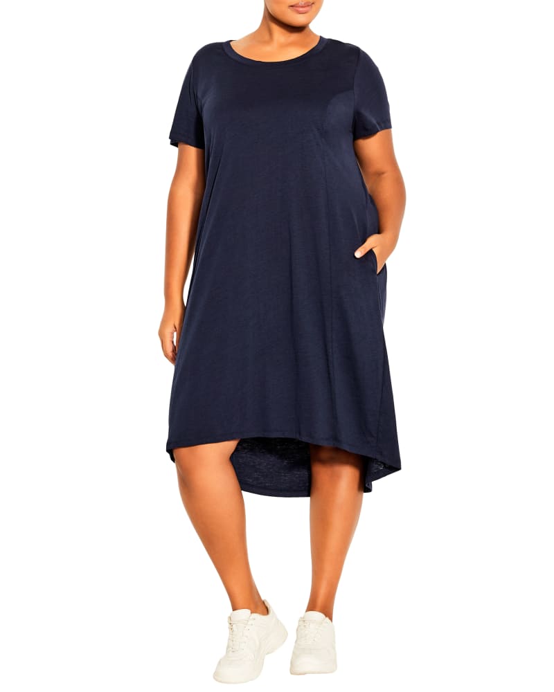 Plus size model wearing Tara Panel Dress by Zim & Zoe | Dia&Co | dia_product_style_image_id:203936